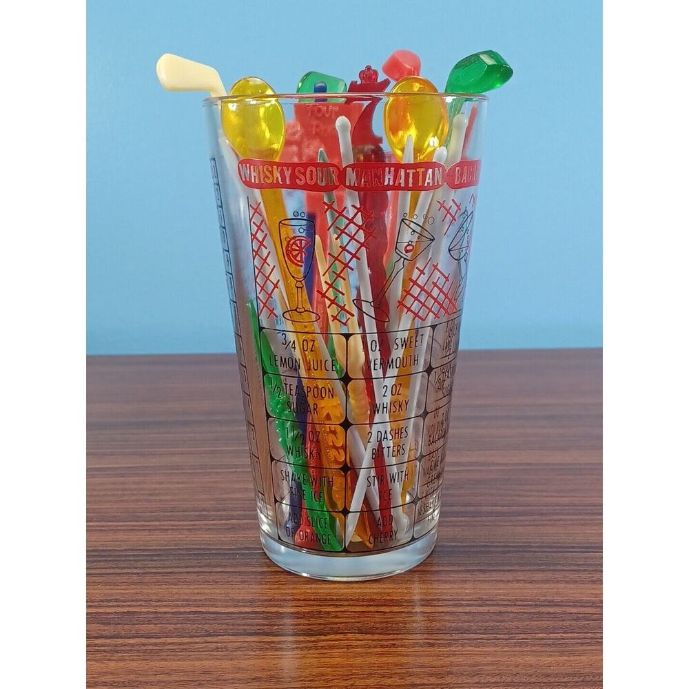 Federal Cocktail Shaker Glass With Stirring Sticks Golf Clubs Four Roses Segrams